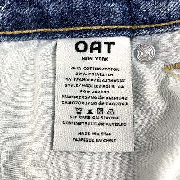 OAT New York High Rise Jeans Women 8/29 Blue Straight Classic Everyday Travel - Picture 7 of 12